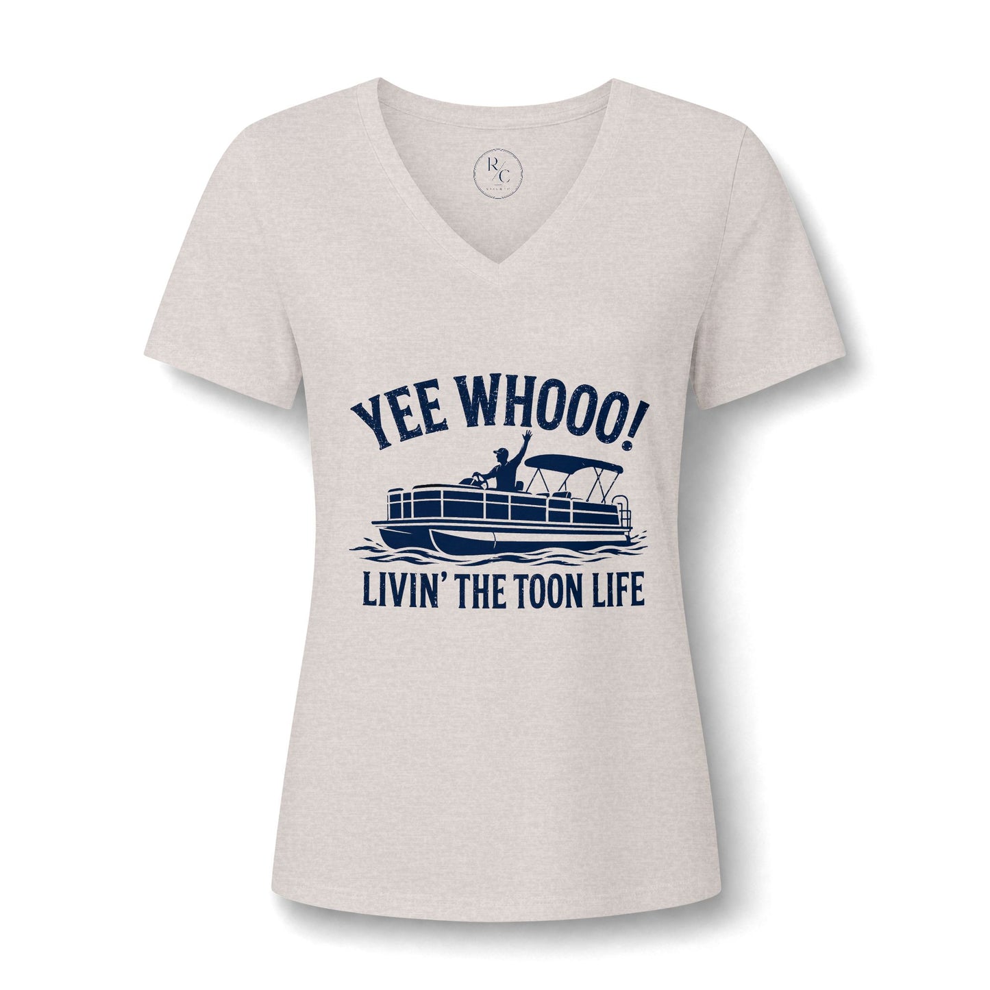 Pontoon Boat V-Neck Tee — "Yee Whooo! Livin' the Toon Life" Women's Shirt