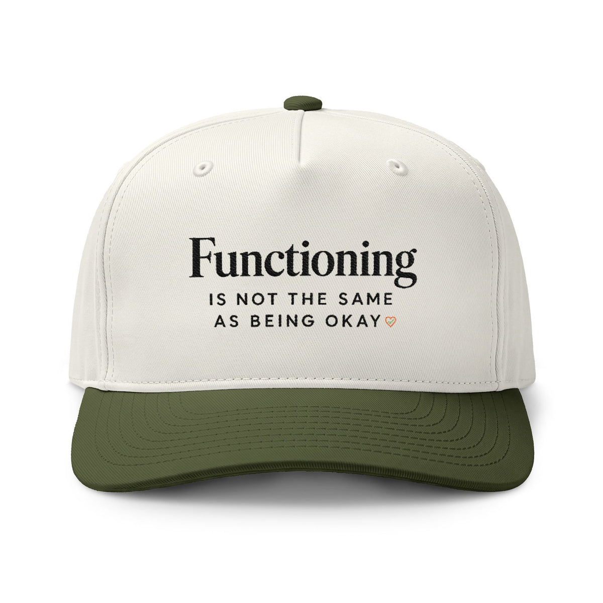 Embroidered 'Functioning Is Not The Same As Being Okay' Two-Tone Cap