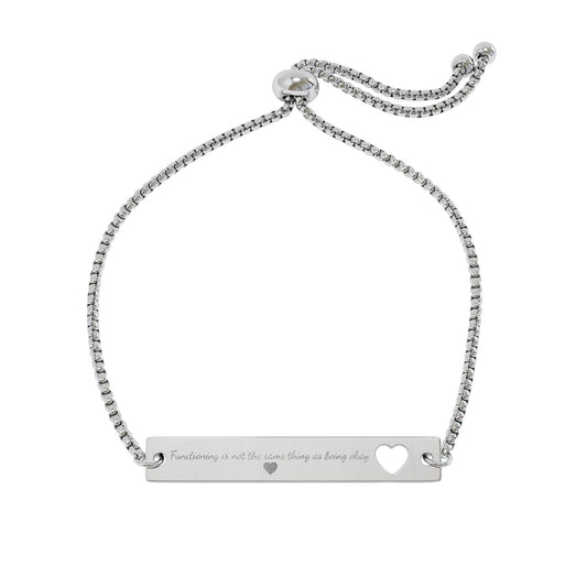 Heart Cutout Bar Bracelet — Adjustable Personalized Jewelry