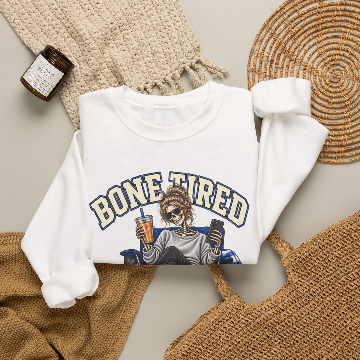 Bone Tired, Still Booked Crewneck Sweatshirt