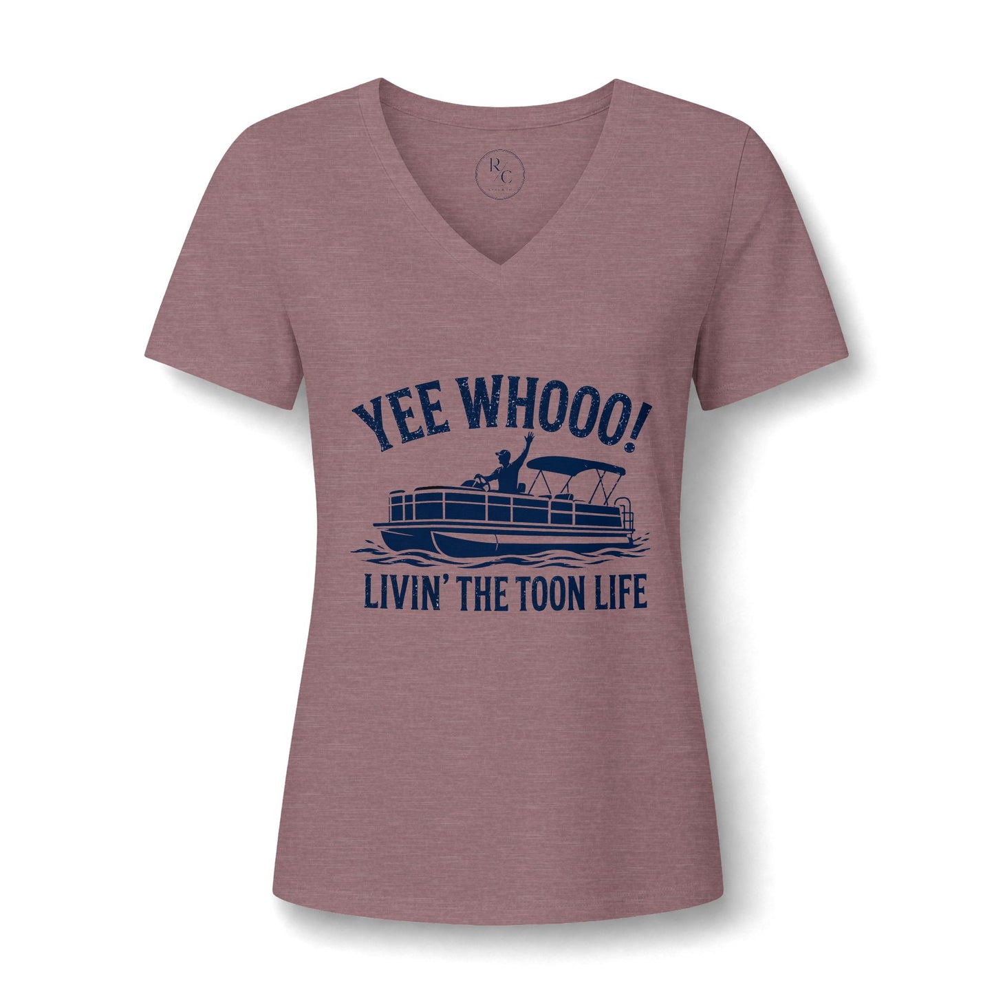 Pontoon Boat V-Neck Tee — "Yee Whooo! Livin' the Toon Life" Women's Shirt