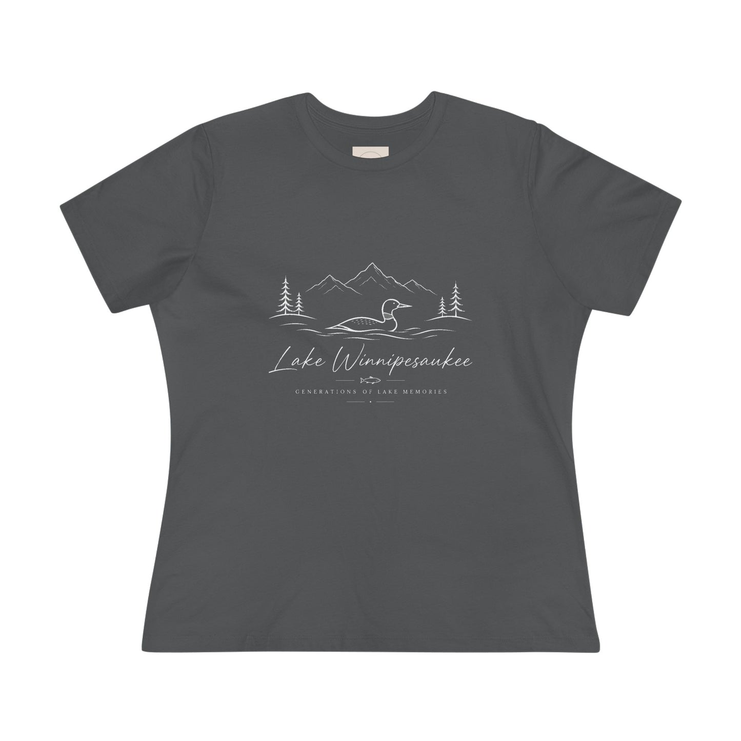 Lake Winnipesaukee Graphic Tee — Women's Scenic Duck & Mountains T-Shirt
