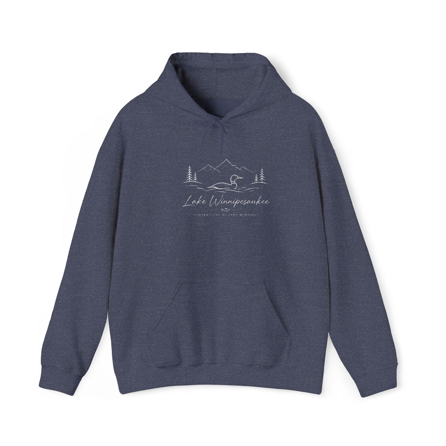 Minimal Mountain Line Hoodie — White Cozy Outdoor Graphic Sweatshirt