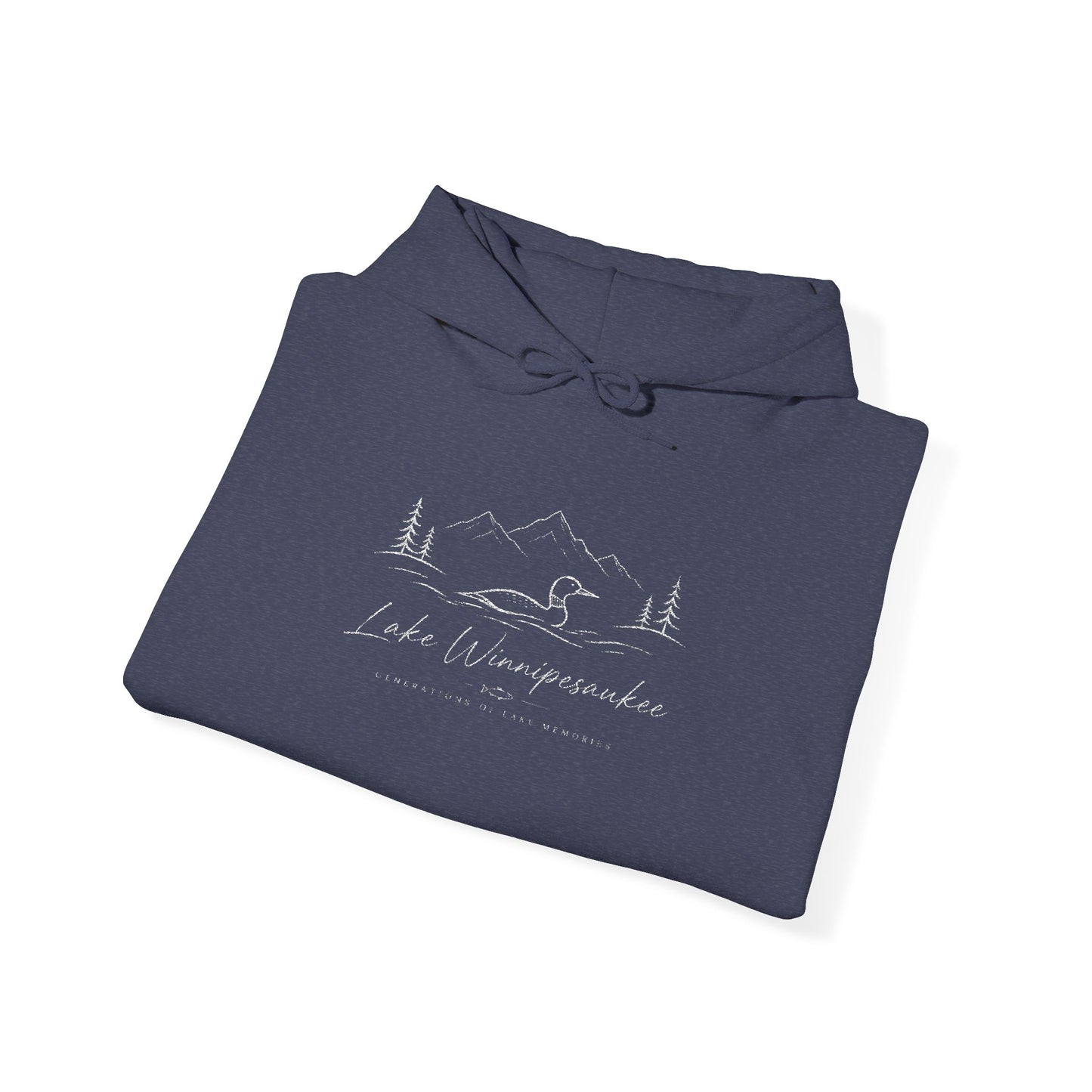 Minimal Mountain Line Hoodie — White Cozy Outdoor Graphic Sweatshirt