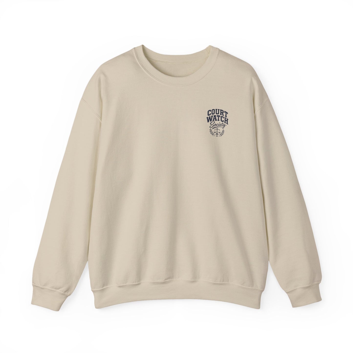 Unofficial Juror Crewneck Sweatshirt — Scales & "Unofficial Juror" Courtroom Graphic
