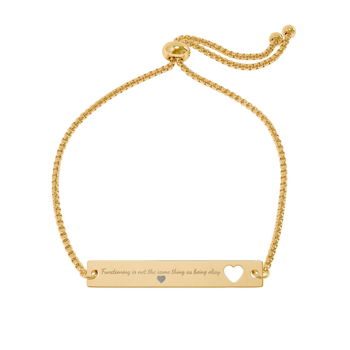 Heart Cutout Bar Bracelet — Adjustable Personalized Jewelry