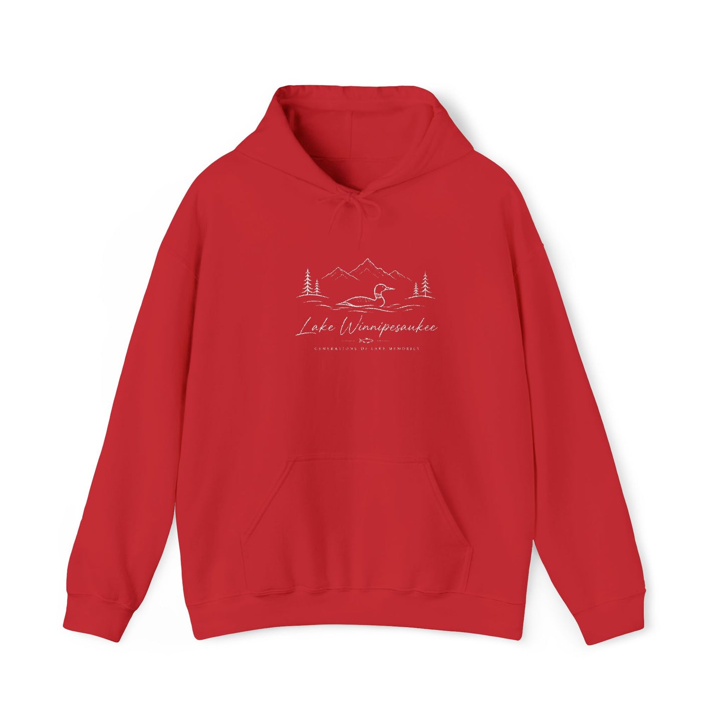 Minimal Mountain Line Hoodie — White Cozy Outdoor Graphic Sweatshirt