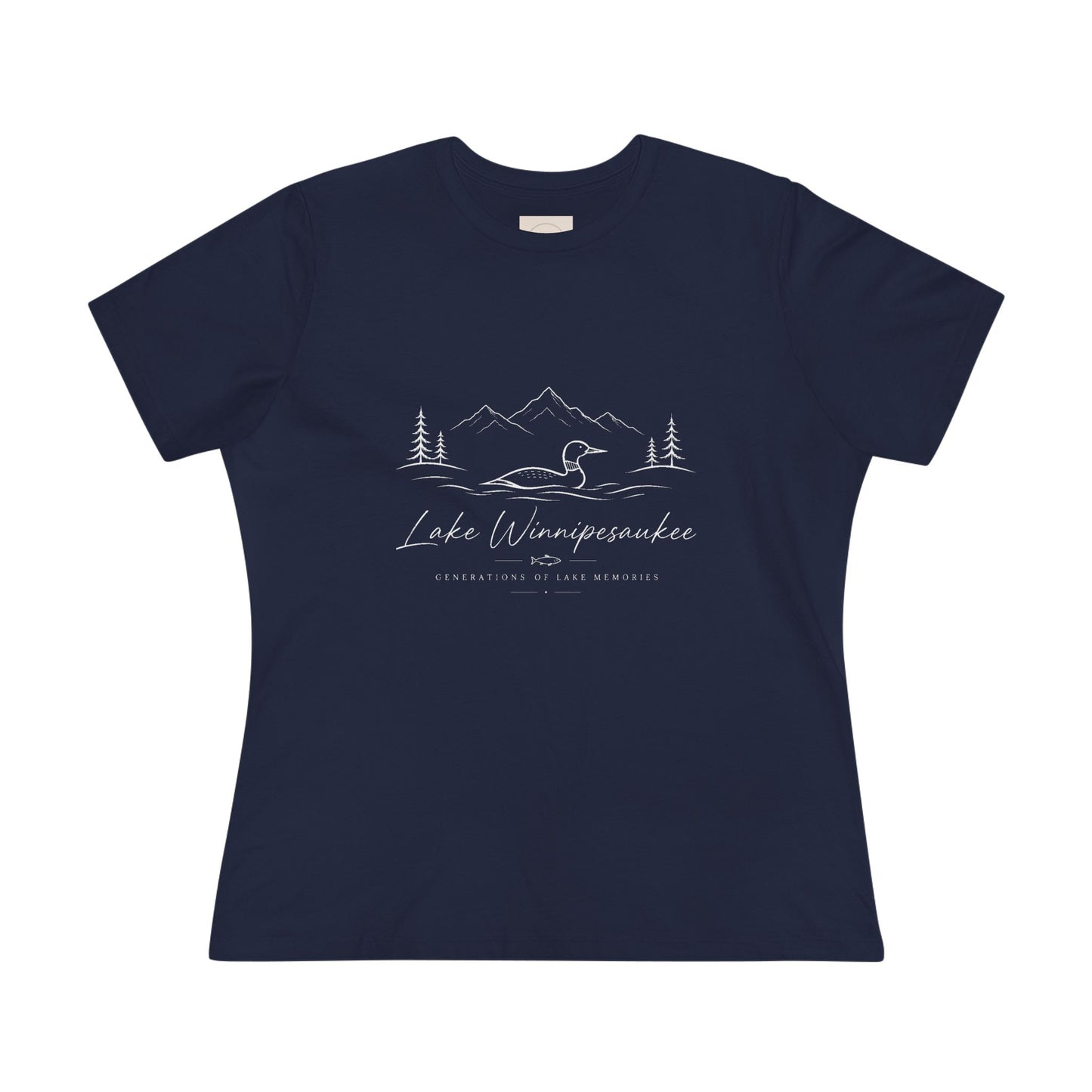 Lake Winnipesaukee Graphic Tee — Women's Scenic Duck & Mountains T-Shirt