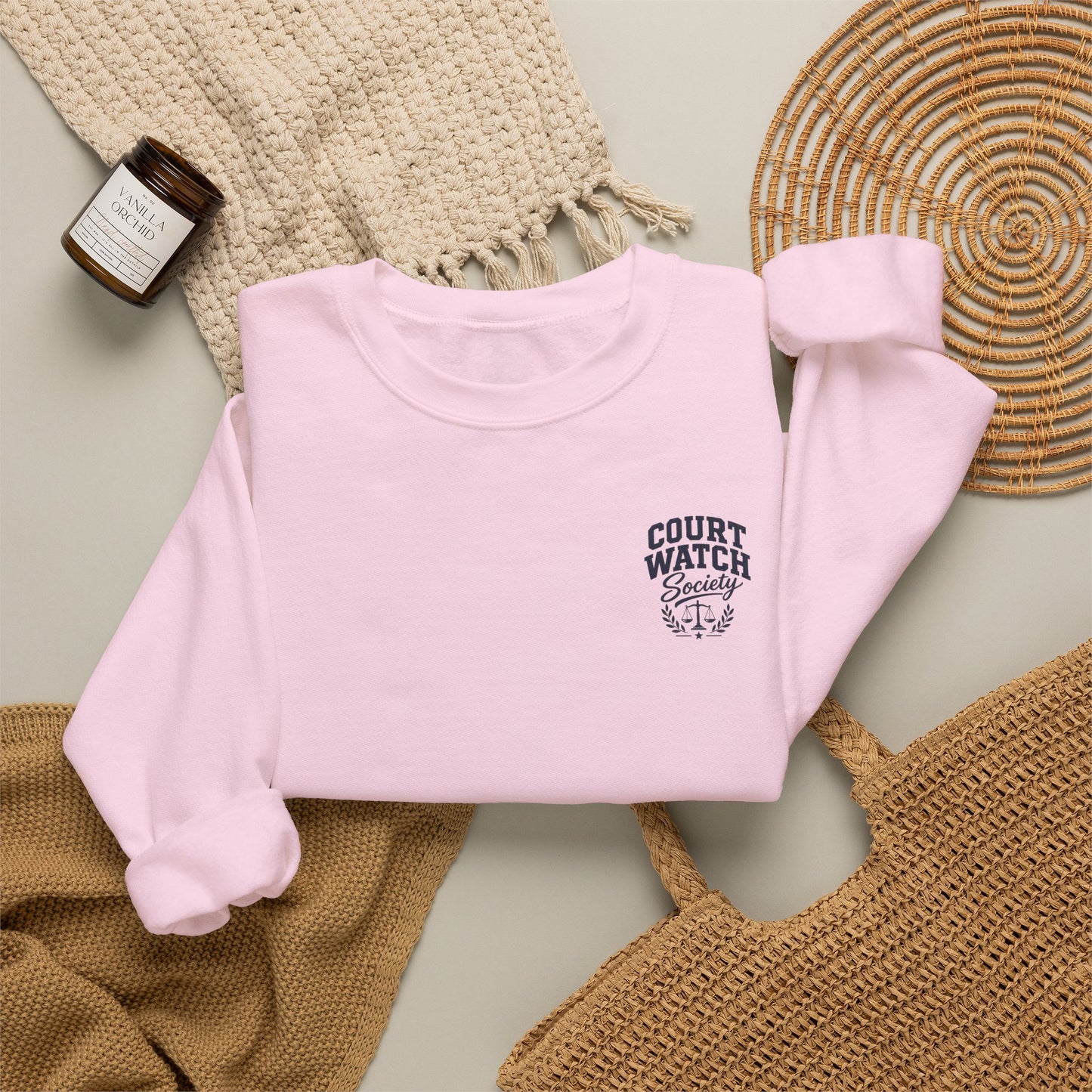 Unofficial Juror Crewneck Sweatshirt — Scales & "Unofficial Juror" Courtroom Graphic
