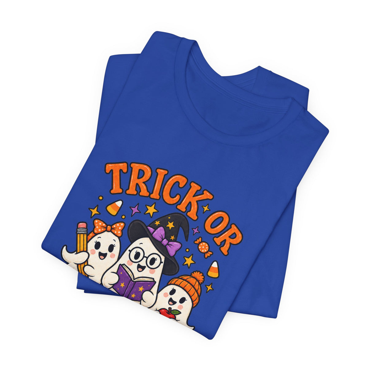 Trick or Teach Halloween Teacher T‑Shirt — Cute Ghosts & Owl Costume Tee