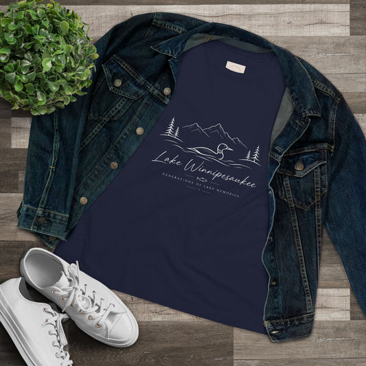 Lake Winnipesaukee Graphic Tee — Women's Scenic Duck & Mountains T-Shirt