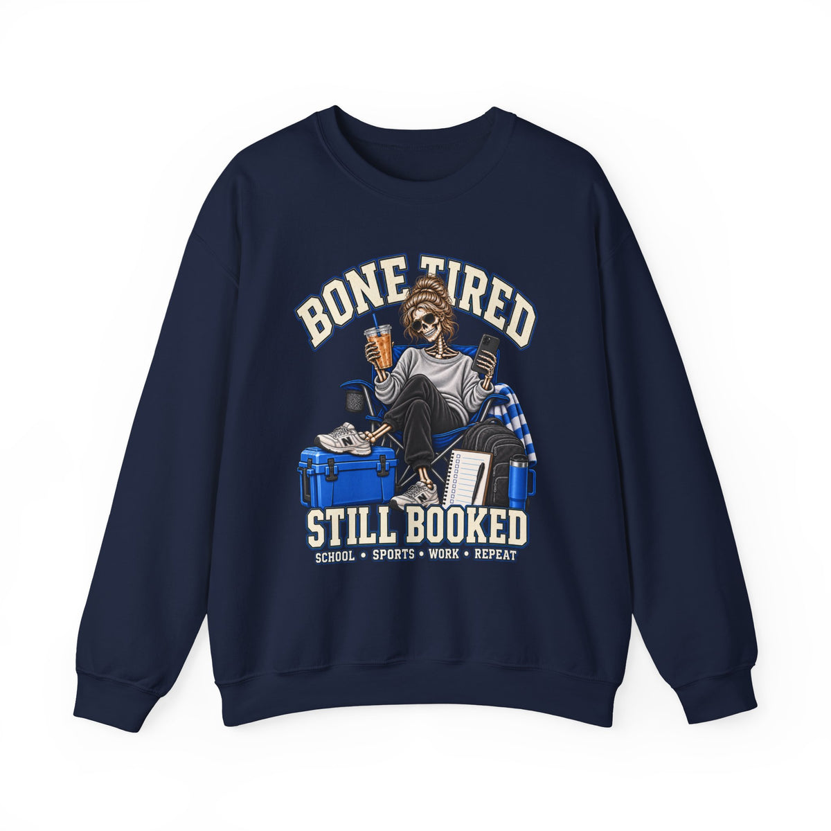 Bone Tired, Still Booked Crewneck Sweatshirt