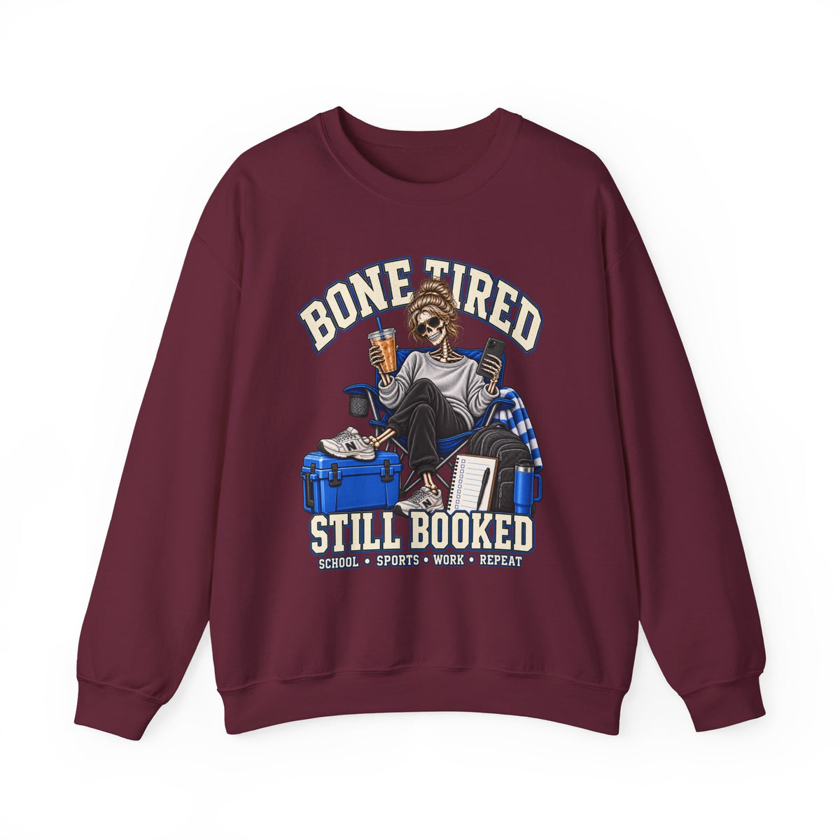 Bone Tired, Still Booked Crewneck Sweatshirt