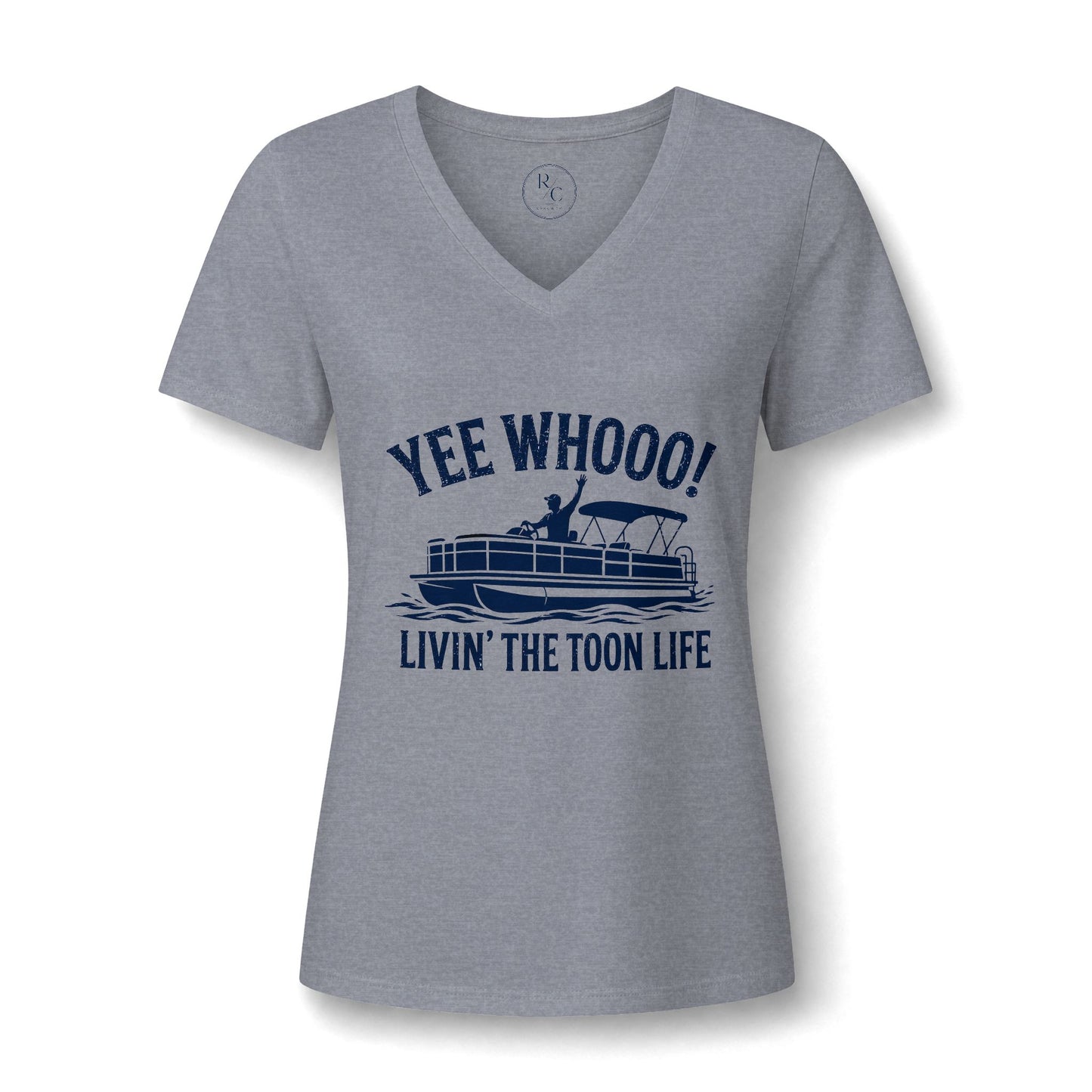 Pontoon Boat V-Neck Tee — "Yee Whooo! Livin' the Toon Life" Women's Shirt