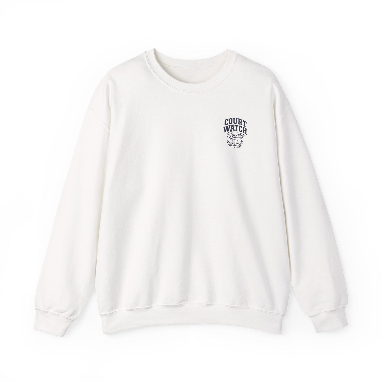 Unofficial Juror Crewneck Sweatshirt — Scales & "Unofficial Juror" Courtroom Graphic