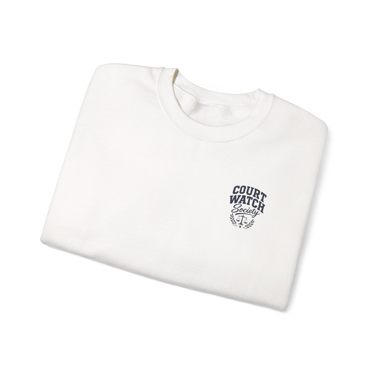 Unofficial Juror Crewneck Sweatshirt — Scales & "Unofficial Juror" Courtroom Graphic
