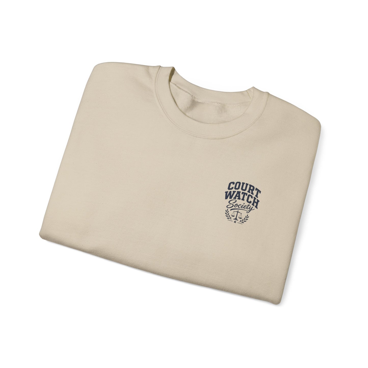 Unofficial Juror Crewneck Sweatshirt — Scales & "Unofficial Juror" Courtroom Graphic