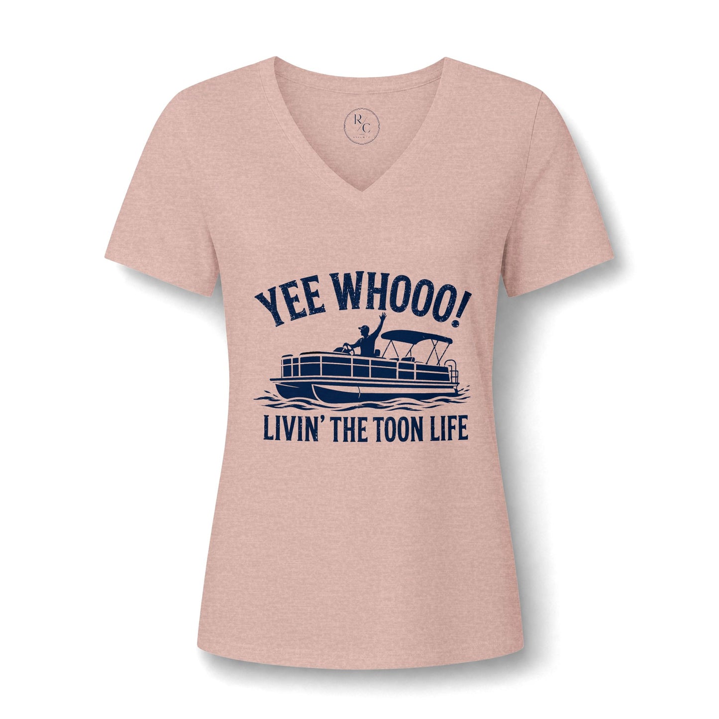 Pontoon Boat V-Neck Tee — "Yee Whooo! Livin' the Toon Life" Women's Shirt