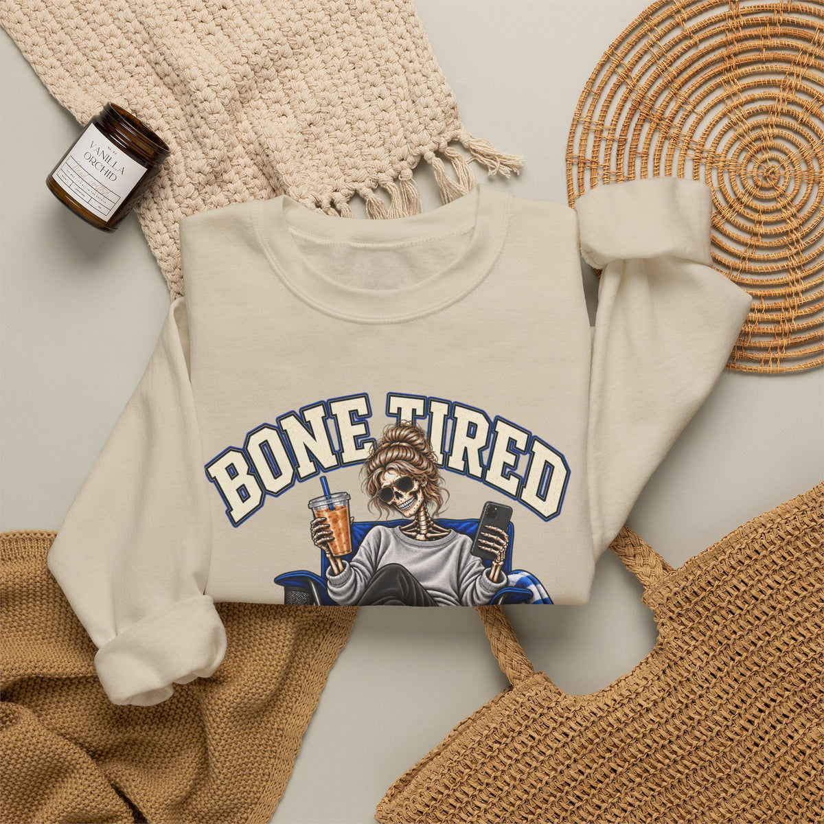 Bone Tired, Still Booked Crewneck Sweatshirt
