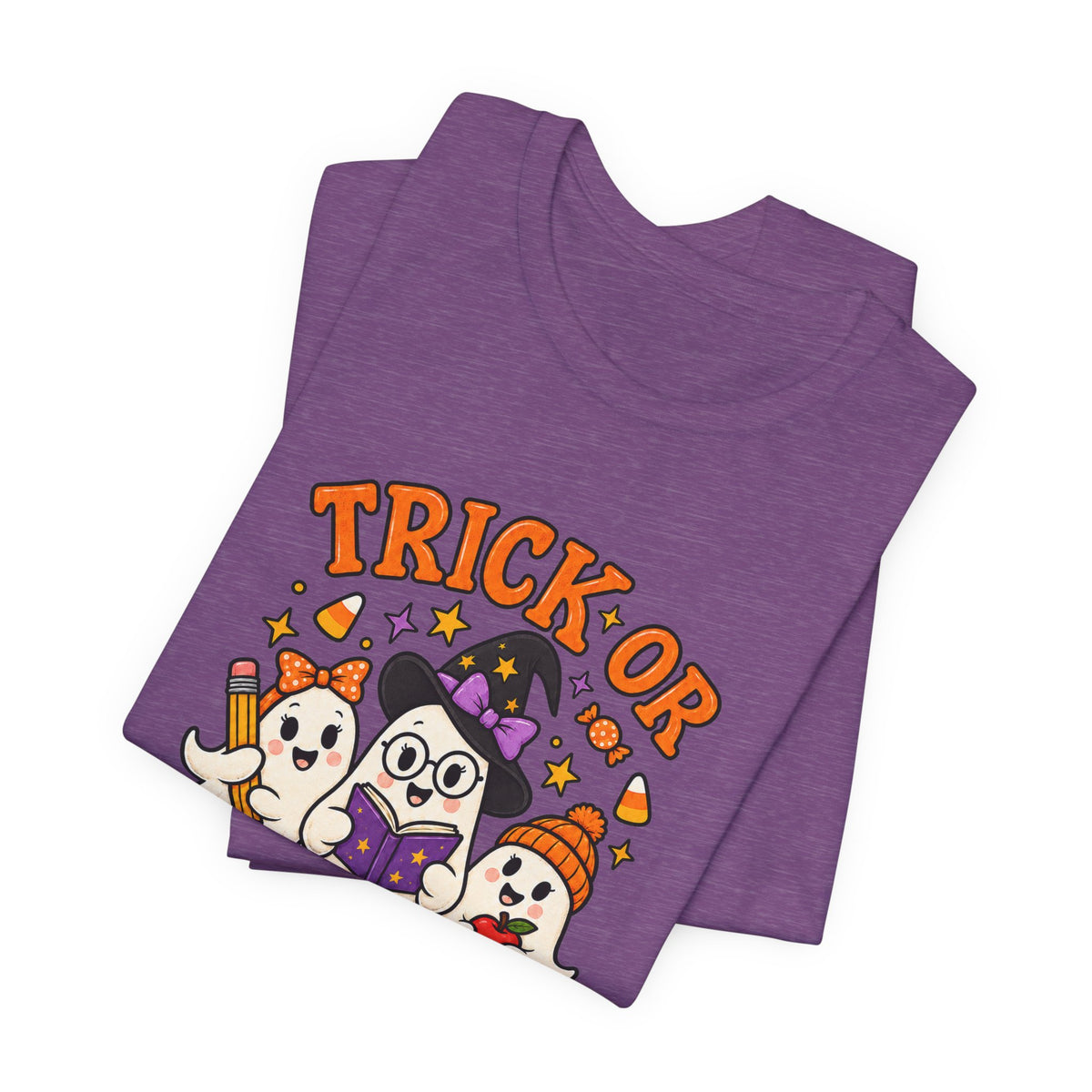 Trick or Teach Halloween Teacher T‑Shirt — Cute Ghosts & Owl Costume Tee