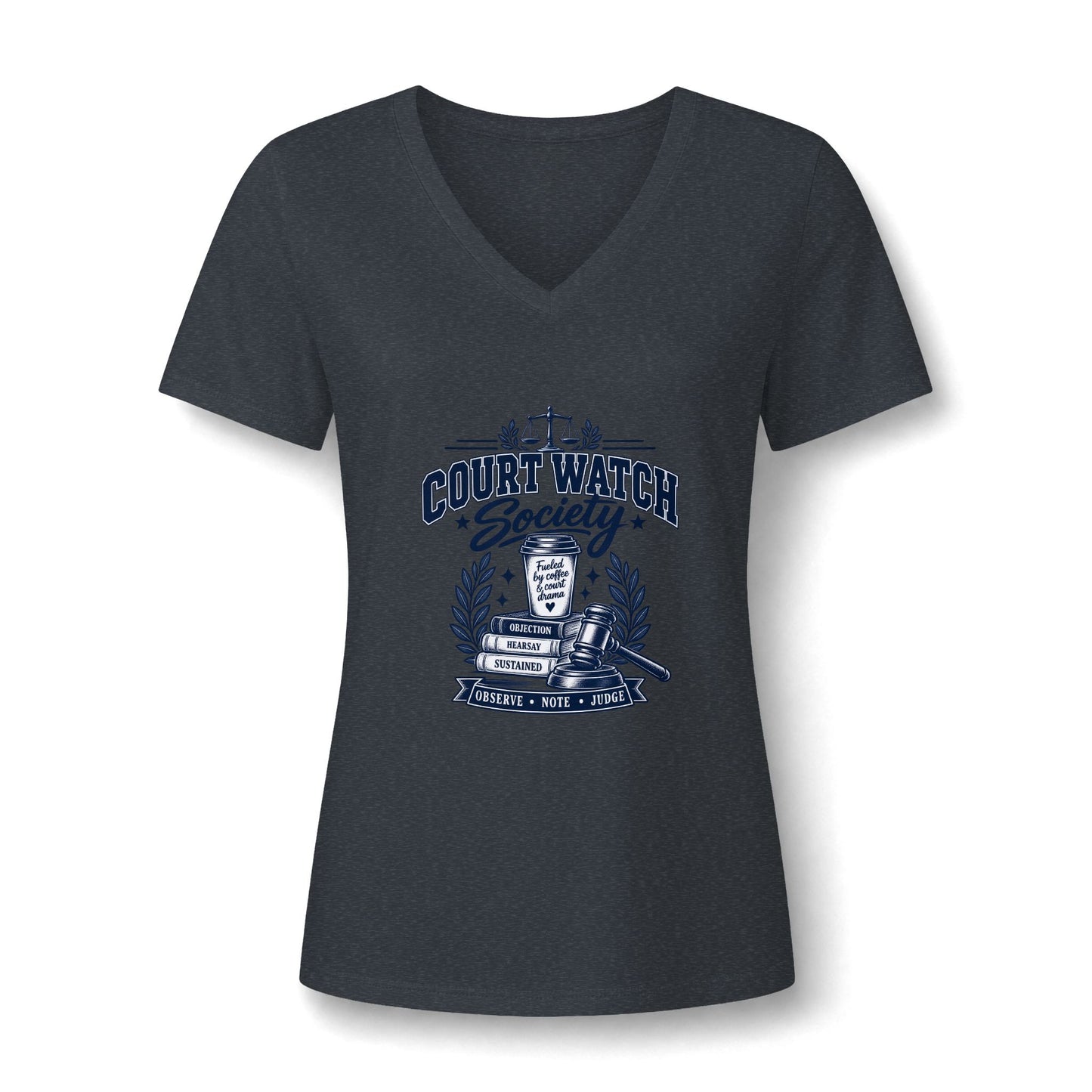 Court Watch Society Women's V-Neck Tee – Legal Observer Graphic Shirt